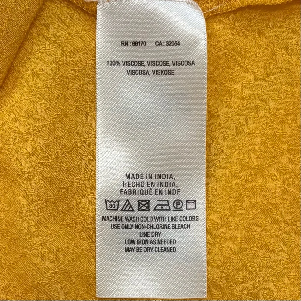 MAEVE Anthropologie Yellow Boswell Peasant Blouse Balloon Sleeve Boho V-Neck 0 - Picture 6 of 10
